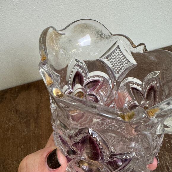 US‎ Glass Flower & Cane Antique 1895-1912 Purple Gold Flower Creamer - Picture 4 of 10